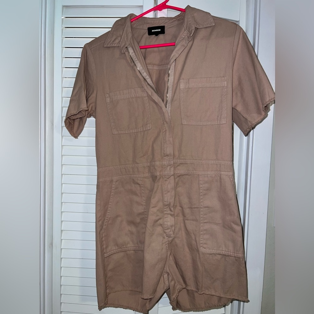 Monrow Women's Romper, Taupe, X-Small